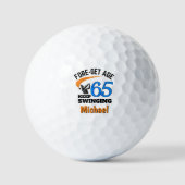 65th Birthday Golf Balls 65 Years Funny Gift Blue ゴルフボール (正面)