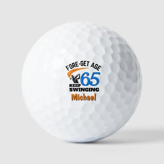 65th Birthday Golf Balls 65 Years Funny Gift Blue ゴルフボール (正面)