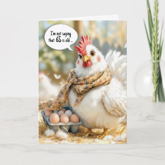 65th Birthday Hen With Eggs in Carton カード (正面)