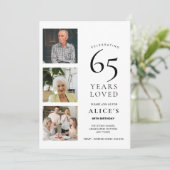 65th Birthday Invite with Photo, 65 Years Loved 招待状 (スタンド正面)