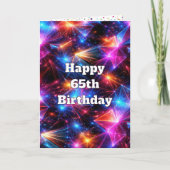 65th Birthday Neon Polygon Abstract  カード (正面)