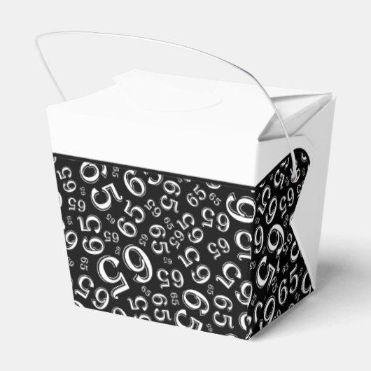 65th Birthday Partyブラック/ホワイト番号模様 フェイバーボックス (裏面サイド)