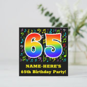 65th Birthday Party:おもしろいミュージックシンボルRainbow 65 招待状 (スタンド正面)