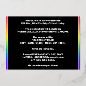 65th Birthday Party —おもしろい、カラフルFireworks Look 箔招待状 (裏面)