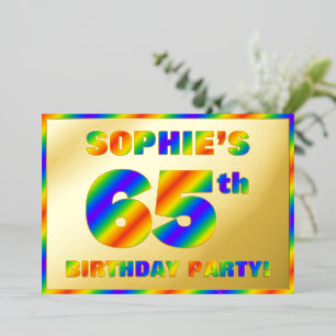 65th Birthday Party —おもしろい、レインボースペクトル「65」 箔招待状