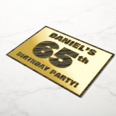 65th Birthday Party — はっきりしたWood Grainフェイク文字 箔招待状 (回転した状態)