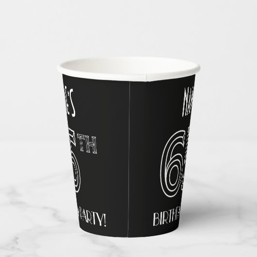 65th Birthday Party:アールデコスタイル+名前をカスタムする 紙コップ (右)