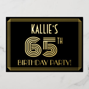65th Birthday Party —アールデコスタイル「65」 +名前 箔招待状