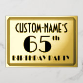 65th Birthday Party —アールデコ検索「65」 +名前 箔招待状 (正面)