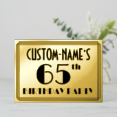65th Birthday Party —アールデコ検索「65」 +名前 箔招待状 (立ち正面)