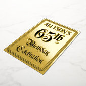 65th Birthday Party – スクリプエレガントト+名前をカスタムする 箔招待状 (回転した状態)