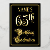 65th Birthday Party – スクリプファンシートと名前をカスタムする 箔招待状 (正面)