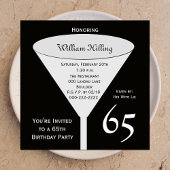 65th Birthday Party Invitation 65 in Black 招待状