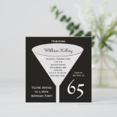 65th Birthday Party Invitation 65 in Black 招待状 (スタンド正面)