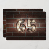 65th Birthday Party-marquee lights on brick 招待状 (正面/裏面)