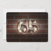 65th Birthday Party-marquee lights on brick 招待状 (正面)