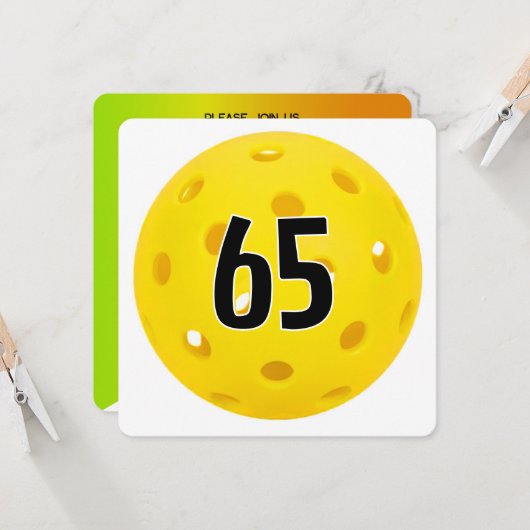 65th Birthday Pickleball Party 招待状 (正面/裏面インサイチュ)