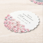 65th Birthday Pink Carnation January Birth Flower ペーパーコースター (アングル)