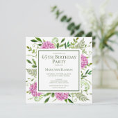 65th Birthday Pink Hydrangeas Card Request  招待状 (スタンド正面)
