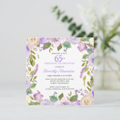 65th Birthday Pretty Purple Floral Invitation 招待状 (スタンド正面)
