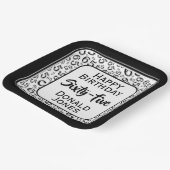 65th Party Random Number Pattern Black/White ペーパープレート (傾斜あり)