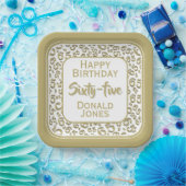 65th Party Random Number Pattern Gold/White ペーパープレート (パーティー)