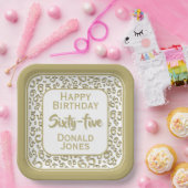 65th Party Random Number Pattern Gold/White ペーパープレート (パーティー)