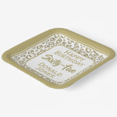 65th Party Random Number Pattern Gold/White ペーパープレート (傾斜あり)