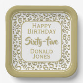 65th Party Random Number Pattern Gold/White ペーパープレート (正面)