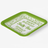 65th Party Random Number Pattern Green/White ペーパープレート (傾斜あり)