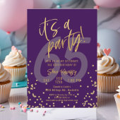 65th Purple and Gold Fun Birthday Party 招待状