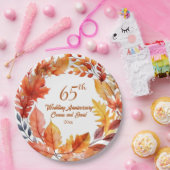65th Wedding Anniversary Fall Floral ペーパープレート (パーティー)