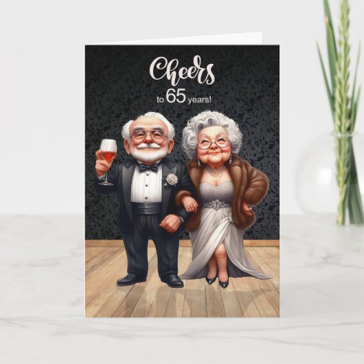 65th Wedding Anniversary Funny Old Couple Cheers カード (正面)
