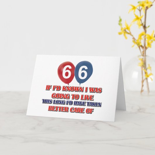 66おもしろい歳の誕生日プレゼント カード (黄色い花)