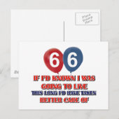66おもしろい歳の誕生日プレゼント ポストカード (正面/裏面)
