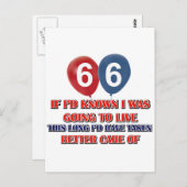 66おもしろい歳の誕生日プレゼント ポストカード (正面/裏面)