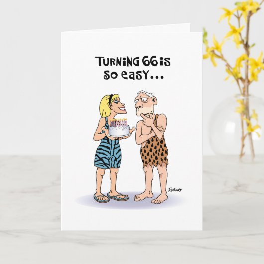 66おもしろい誕生日 カード (黄色い花)