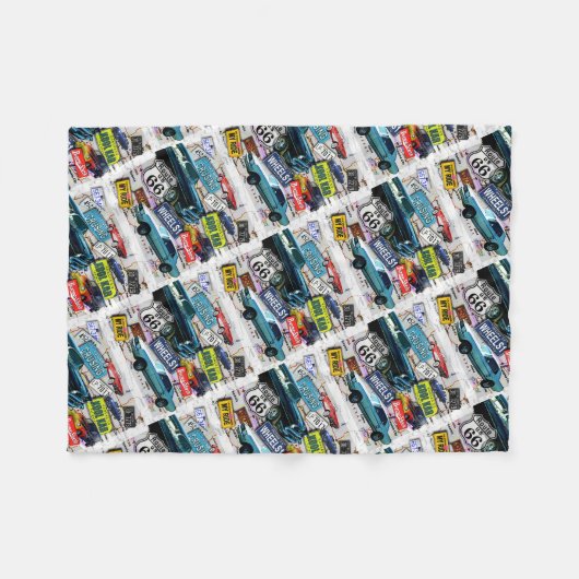 66のヴィンテージ車、遠征を導いて下さい フリースブランケット (正面(横))