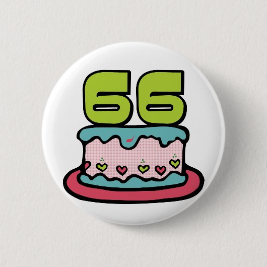 66歳のお誕生日ケーキ 缶バッジ (正面)