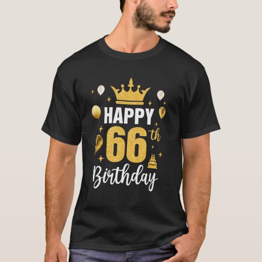 66歳の男のための幸せな66誕生日アイディアと Tシャツ (正面)