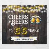 66歳の誕生日おめでとう レトロな雰囲気の「乾杯とビール」 ビールラベル (シングルラベル)