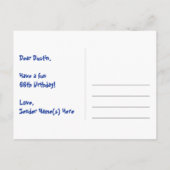 66歳の誕生日おめでとう:楽しいハート柄、虹色66 ポストカード (裏面)