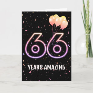 66歳の誕生日バルーンとコンフェティ カード