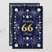 66歳の誕生日パーティー招待状と宝石の塊 招待状 (正面/裏面)