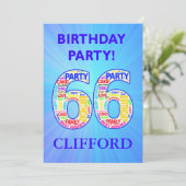 66歳の誕生日パーティー招待状 名前を追加 招待状 (スタンド正面)