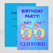 66歳の誕生日パーティー招待状 名前を追加 招待状 (正面/裏面)