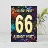 66歳の誕生日パーティー招待 花火 バブル 招待状 (スタンド正面)