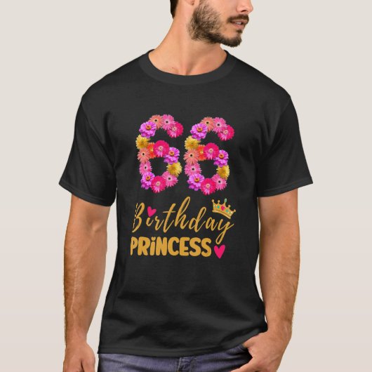 66歳誕生日プリンセスフラワーザMy 66B Tシャツ (正面)