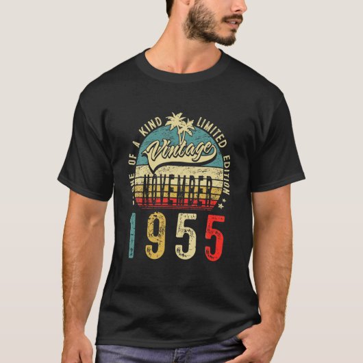 66歳1955年12月飾り66歳の誕生日 Tシャツ (正面)