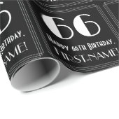66番目の誕生日-アールデコインスパイアルック"66"、名前 ラッピングペーパー (ロールコーナー)
